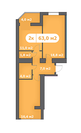 2-комнатная 63 м² в ЖК Затишна Оселя от застройщика, пгт Глеваха