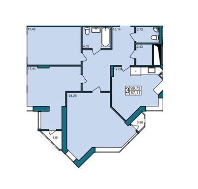 3-комнатная 99.73 м² в ЖК Автограф от застройщика, Хмельницкий