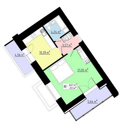 1-комнатная 46.1 м² в ЖК на вул. Тролейбусна от застройщика, Тернополь