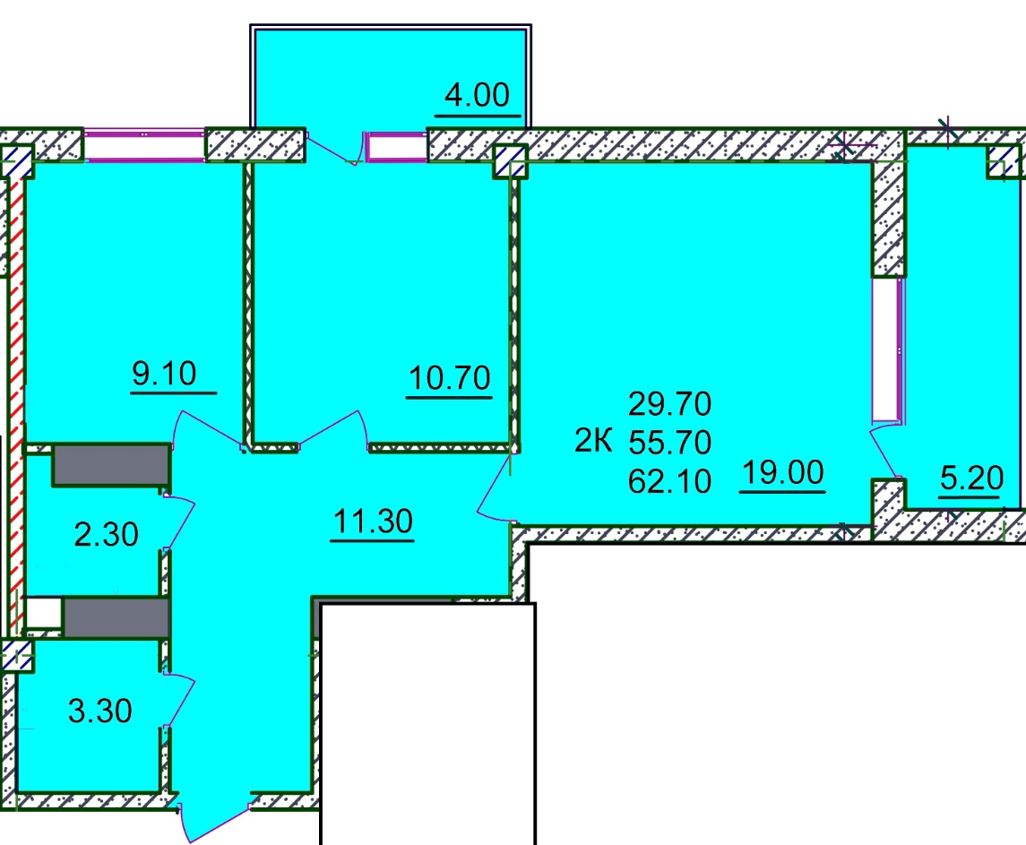 2-комнатная 62.1 м² в ЖК на ул. Перекопская, 171А от застройщика, Херсон