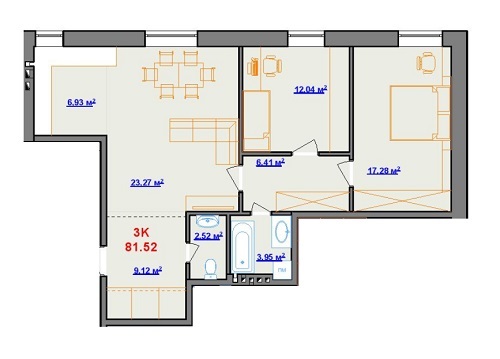 3-комнатная 81.52 м² в ЖК на пл. Шептицького, 8 от 18 200 грн/м², г. Калуш