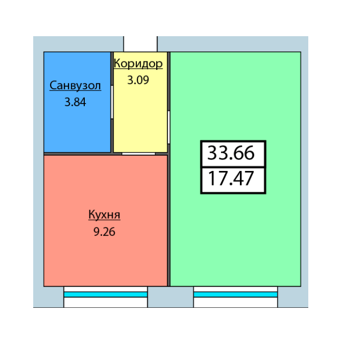 1-комнатная 33.66 м² в ЖК Мрія от застройщика, г. Мукачево