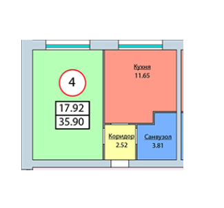 1-кімнатна 35.9 м² в ЖК Мрія від забудовника, м. Мукачеве