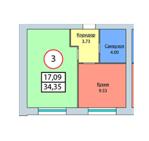 1-кімнатна 34.35 м² в ЖК Мрія від забудовника, м. Мукачеве