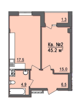 1-комнатная 45.2 м² в ЖК Дом на Запорожской от застройщика, Одесса