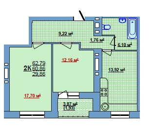 2-кімнатна 62.79 м² в ЖК на вул.Іллюши Кулика, 143А від 10 950 грн/м², Херсон