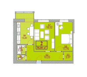 2-комнатная 58.8 м² в ЖК на ул. Гетьмана Дорошенко, 22А от застройщика, Ивано-Франковск