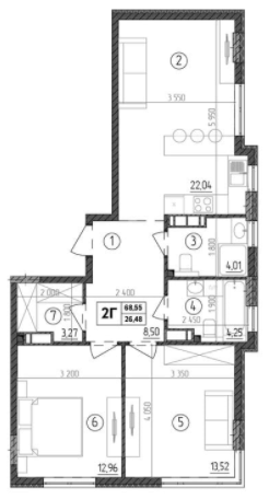 2-комнатная 68.55 м² в ЖК Praga-2 от 15 900 грн/м², Киев