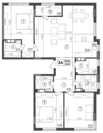 3-кімнатна 106.6 м² в ЖК Praga-2 від 17 000 грн/м², Київ