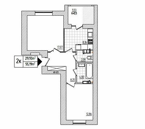 2-комнатная 58.6 м² в ЖК Акварели-2 от 14 000 грн/м², г. Вишневое