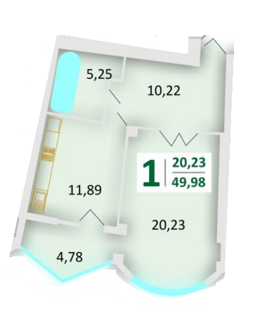 1-комнатная 49.98 м² в ЖК на ул. Красной Калины, 58 от застройщика, Львов