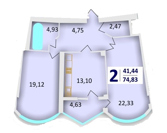 2-кімнатна 74.83 м² в ЖК на вул. Червоної Калини, 58 від забудовника, Львів