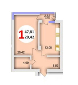 1-кімнатна 47.81 м² в ЖК Еко-дім на Стуса від забудовника, Львів