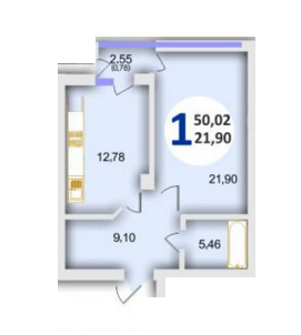 1-кімнатна 50.02 м² в ЖК Еко-дім на Стуса від забудовника, Львів