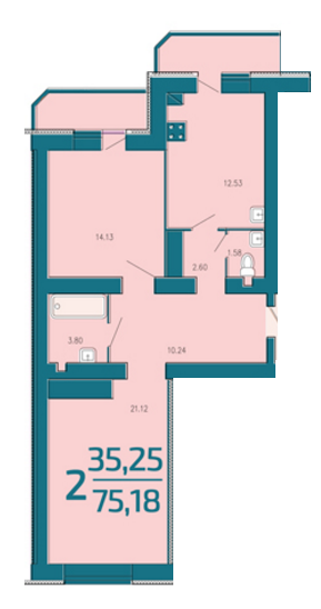 2-комнатная 75.18 м² в ЖК Lakeberry от 12 000 грн/м², Хмельницкий