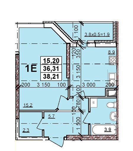 1-комнатная 38.21 м² в ЖК Балковский от застройщика, Одесса