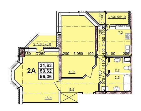 2-комнатная 56.36 м² в ЖК Балковский от застройщика, Одесса