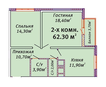 2-кімнатна 62.3 м² в ЖК Альтаїр від забудовника, Одеса