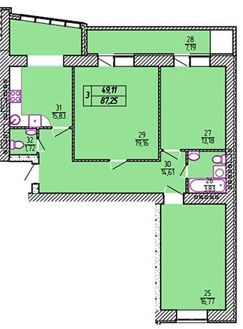 3-кімнатна 87.25 м² в ЖК Львівський від 8 100 грн/м², Хмельницький