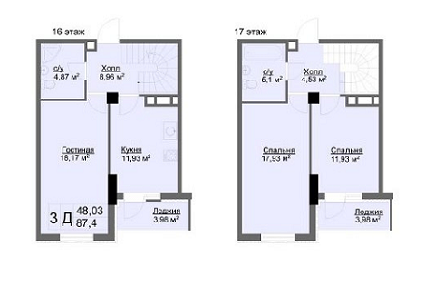 3-комнатная 87.4 м² в ЖК Ключ от застройщика, Харьков