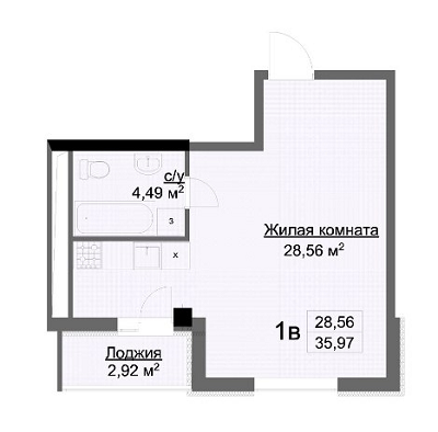 1-комнатная 35.97 м² в ЖК Журавли от 26 000 грн/м², Харьков