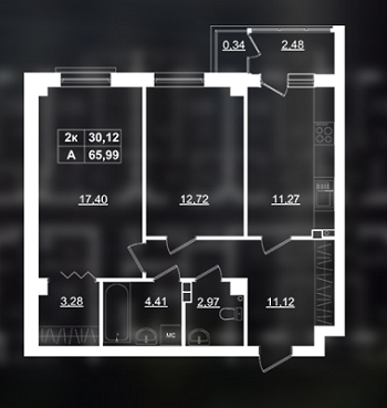 2-комнатная 65.99 м² в ЖК Фамильный от застройщика, г. Бровары