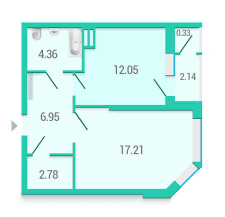 1-комнатная 45.82 м² в ЖК Гвардейский от застройщика, Киев