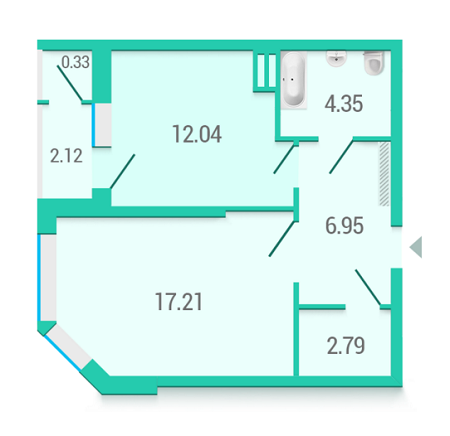 1-комнатная 45.8 м² в ЖК Гвардейский от застройщика, Киев