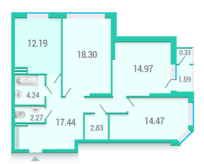 3-кімнатна 88.63 м² в ЖК Гвардійський від 52 000 грн/м², Київ