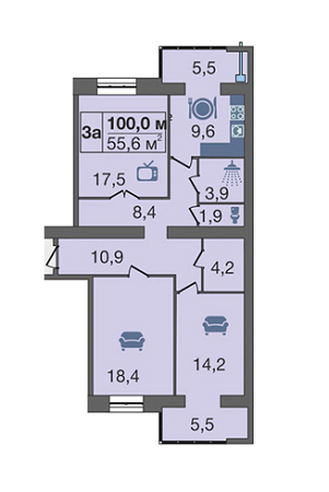 3-комнатная 100 м² в ЖК Днепровская Брама от 11 000 грн/м², пгт Слобожанское