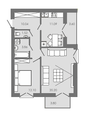 2-кімнатна 61.76 м² в ЖК Avalon 5 від 15 400 грн/м², Вінниця