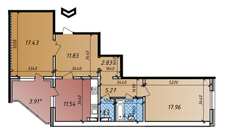 2-кімнатна 76.71 м² в ЖК Акцент від забудовника, Київ