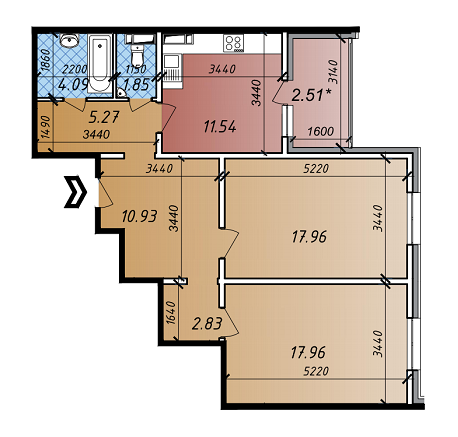 2-кімнатна 74.94 м² в ЖК Акцент від забудовника, Київ