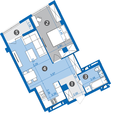 1-комнатная 54.3 м² в ЖК Парус от застройщика, Львов