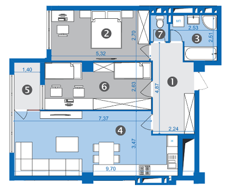 2-кімнатна 76.31 м² в ЖК Парус від забудовника, Львів