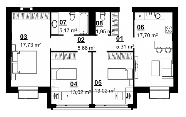 3-кімнатна 80.14 м² в ЖК City Lake від 11 090 грн/м², с. Шевченкове