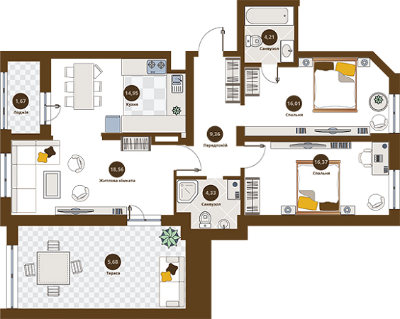 3-комнатная 91.14 м² в ЖК Пасечный от 21 200 грн/м², Львов