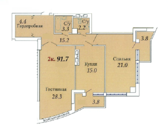 2-комнатная 91.7 м² в ЖК Одиссей от 16 000 грн/м², Одесса