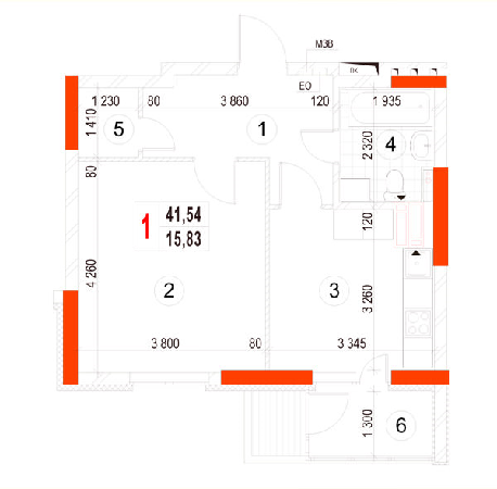 1-кімнатна 41.54 м² в ЖК Берегиня від 17 500 грн/м², м. Вишгород