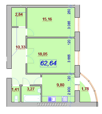 2-комнатная 62.64 м² в ЖК Red House II от застройщика, Ивано-Франковск