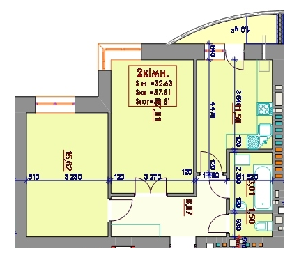 2-комнатная 58.51 м² в ЖМ Европейский city от застройщика, Ивано-Франковск