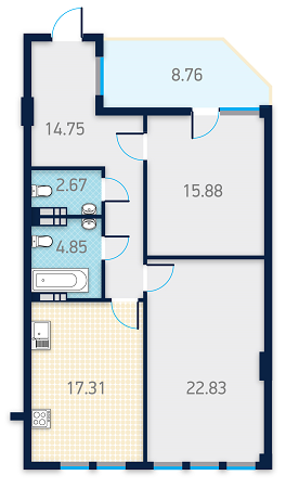 2-кімнатна 80.91 м² в КБ Spas Sky від 46 500 грн/м², Київ