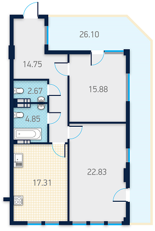 2-кімнатна 86.01 м² в КБ Spas Sky від 46 500 грн/м², Київ