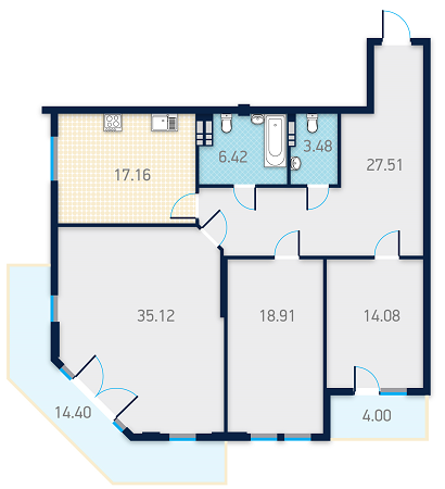 3-кімнатна 128.02 м² в КБ Spas Sky від забудовника, Київ