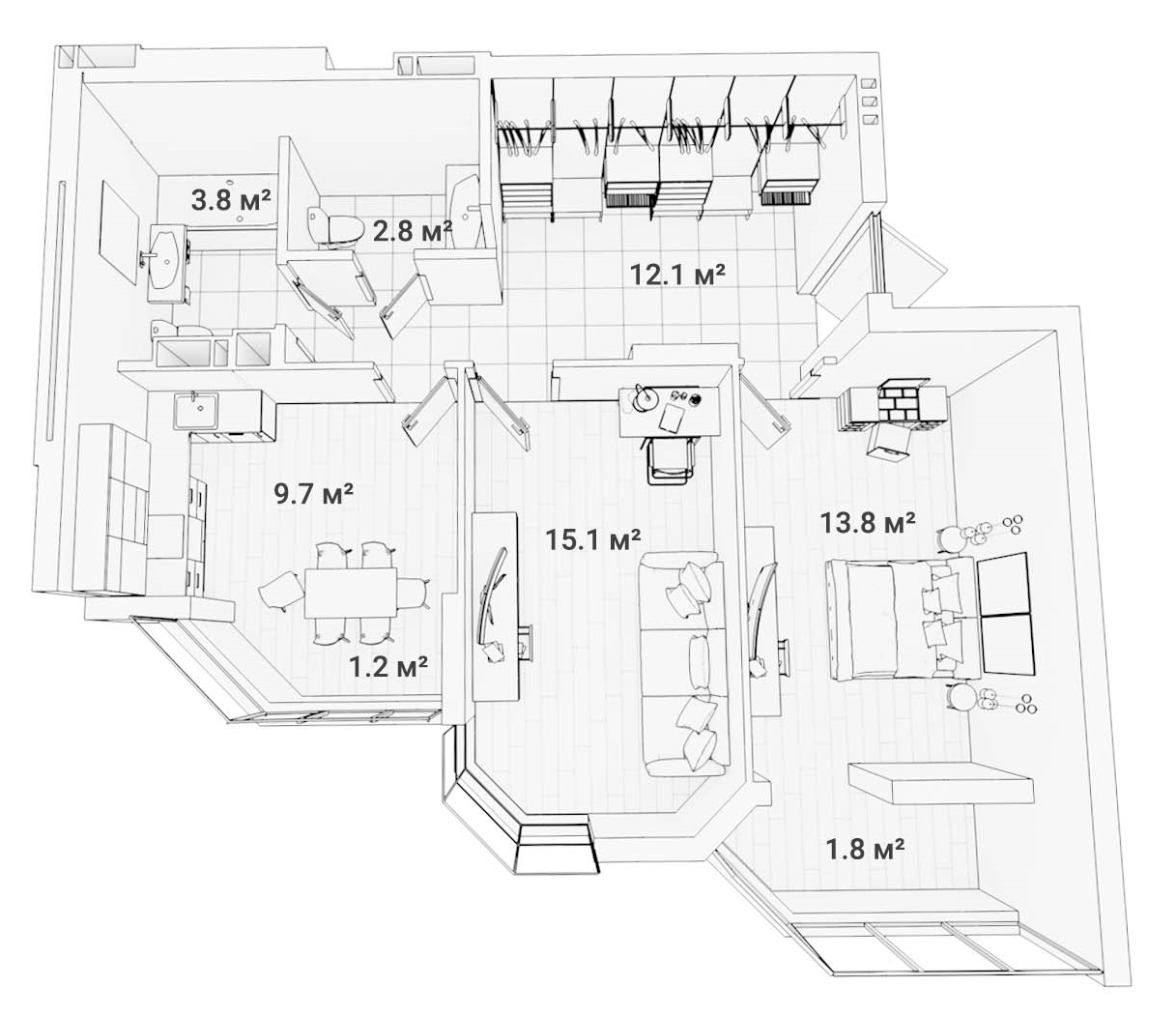 2-кімнатна 60.1 м² в ЖК Сяйво 2 від 19 000 грн/м², м. Ірпінь