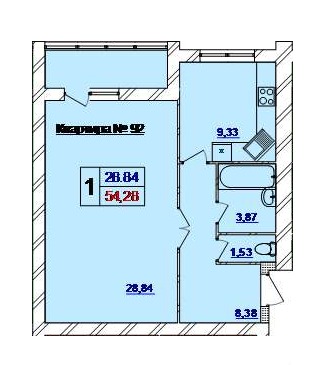 1-комнатная 54.26 м² в ЖК Авила от застройщика, Хмельницкий