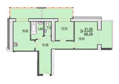 2-кімнатна 66.29 м² в ЖК Pirogovsky від 15 000 грн/м², Вінниця