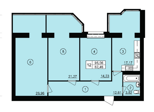 3-комнатная 96.06 м² в ЖК Юбилейный от застройщика, г. Кривой рог