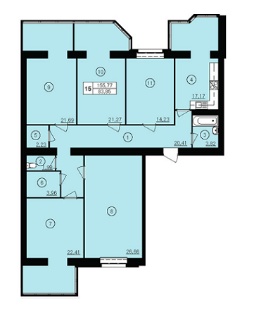 5+ комнат 155.77 м² в ЖК Юбилейный от 12 300 грн/м², г. Кривой рог