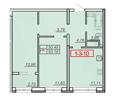 2-кімнатна 53.18 м² в ЖК Двадцята перлина від забудовника, с. Крижанівка